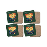 Thumbnail for The Twilight Flypast - Designed Coasters design on dark green 4-pieces-set