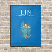 Thumbnail for Milano Linate Airport LIN - Canvas Framed - Turquoise