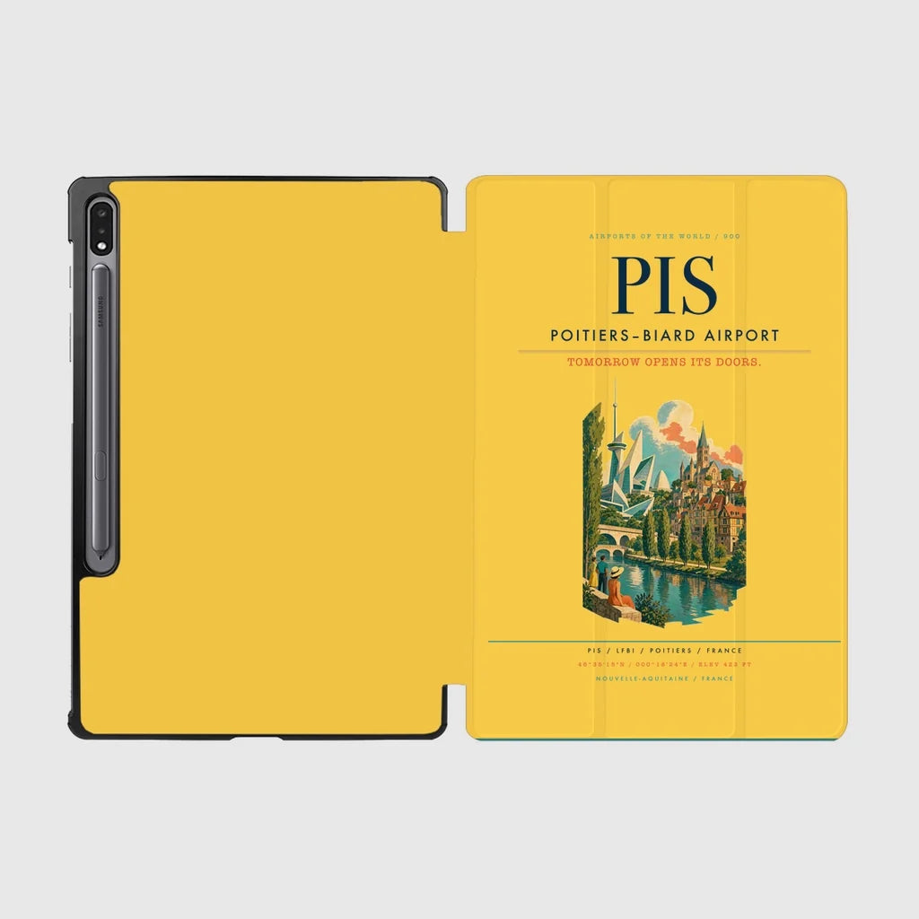 Poitiers–Biard Airport (PIS) design on yellow samsung tablet tablet case