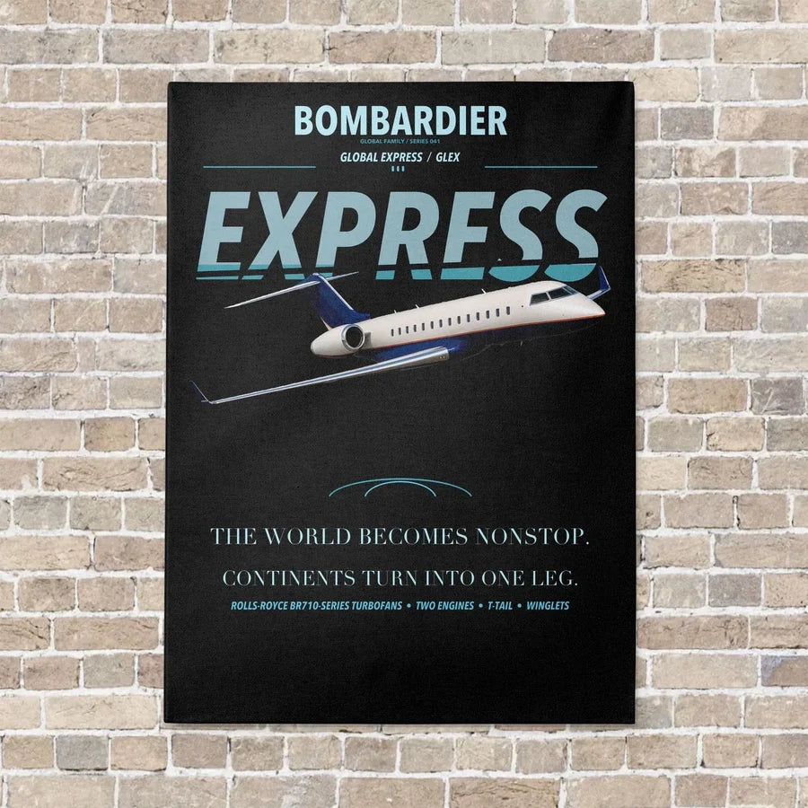 Bombardier Global Express vertical canvas print - no frame - black background