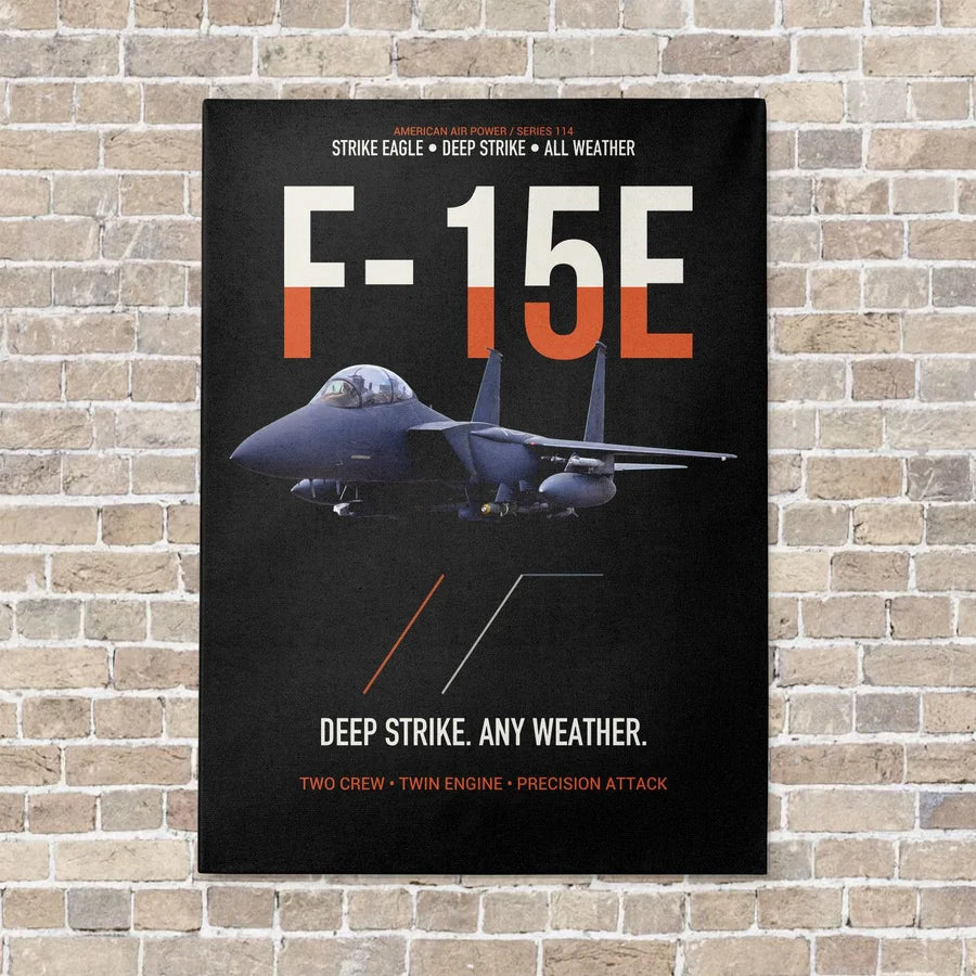 F-15E Strike Eagle Deep Strike Any Weather vertical canvas print - no frame - black background