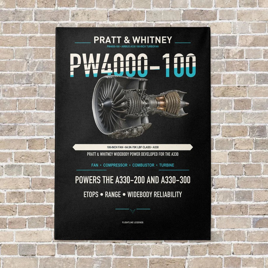 PW4000-100 vertical canvas print - no frame - black background