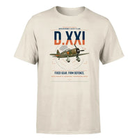 Thumbnail for Fokker D.XXI — Dutch LVA aircraft 221 design on beige t-shirt, single-side print