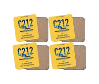 Thumbnail for CASA C-212-300 Aviocar design on yellow 4 pieces set coaster
