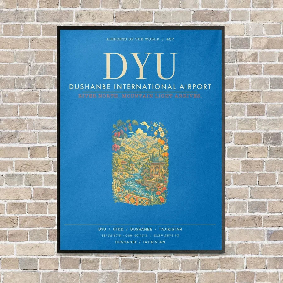 Dushanbe International Airport DYU - Canvas Framed - Turquoise
