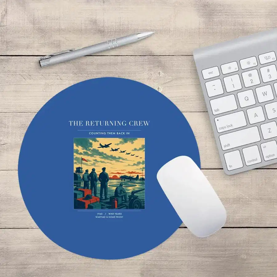 VINTAGE G4519 - The Returning Crew - Designed Mouse Pads design on blue round