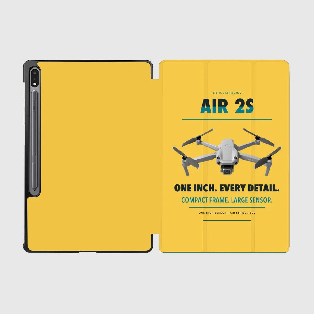 DJI Air 2S design on yellow samsung tablet tablet case