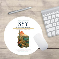 Thumbnail for Stornoway Airport (SYY) design on white round mouse pad