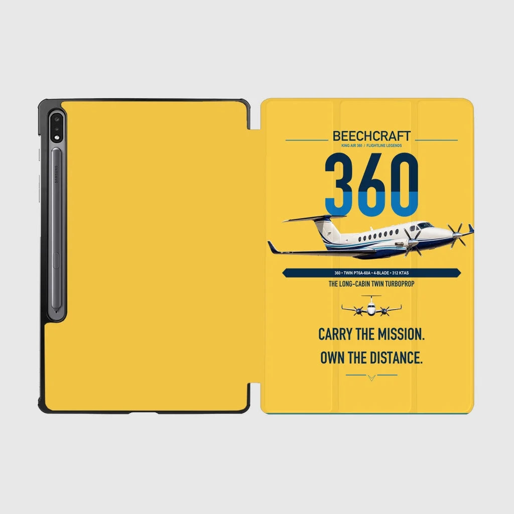 Beechcraft King Air 360 design on yellow samsung tablet tablet case