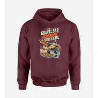 Thumbnail for SIGNAL 662 - The Gravel Bar Knows Our Name design on dark red hoodie single side