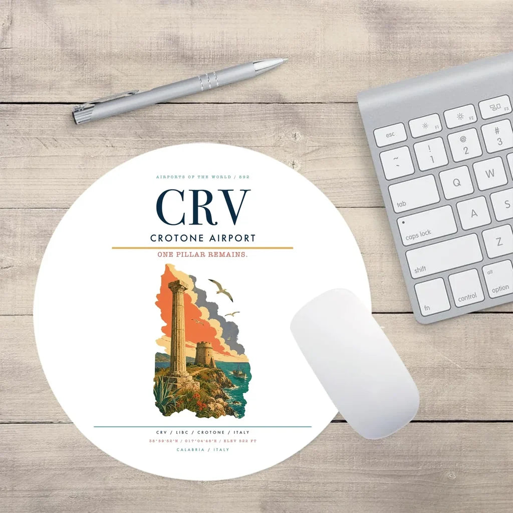 Crotone Airport (CRV) design on white round mouse pad