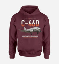Thumbnail for C-46D Commando design on dark red double-side hoodie, single-side print