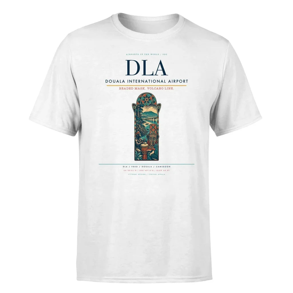Douala International Airport (DLA) T-Shirt single-side front print in White | douala-international-airport-dla-double-side-t-shirt