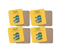 Thumbnail for Cornwall Airport Newquay (NQY) design on yellow 4 pieces set coaster
