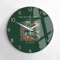 Thumbnail for VINTAGE G4066 - The River Gateway - Designed Wall Clocks design on darkgreen no-frame