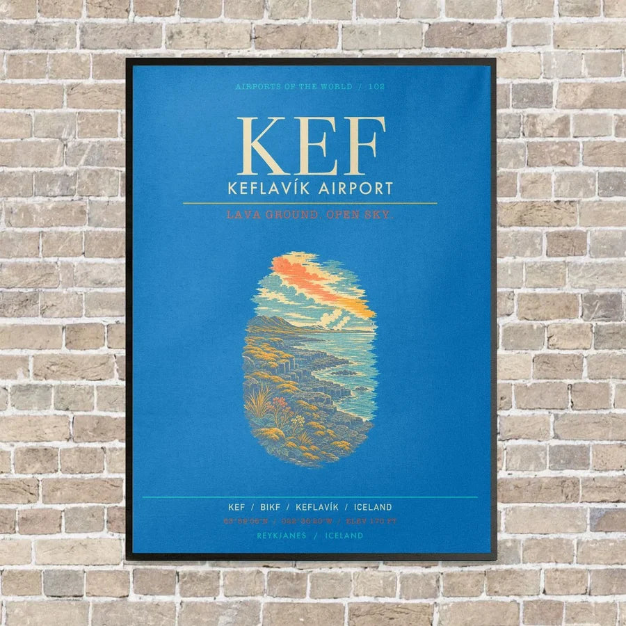 Keflavik Airport KEF - Canvas Framed - Turquoise