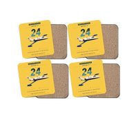 Thumbnail for Bombardier Learjet 24 design on yellow 4 pieces set coaster