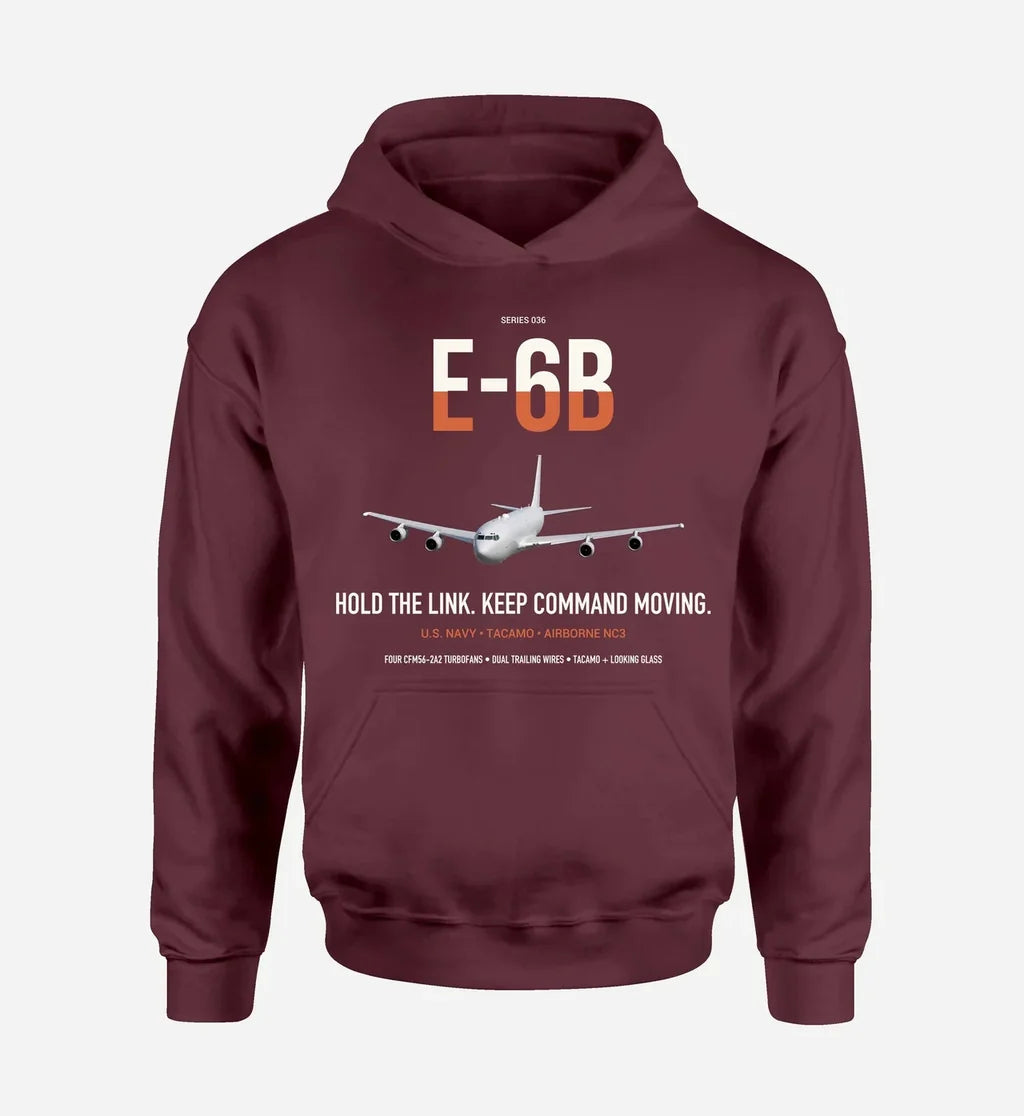 E-6B Mercury design on dark red double-side hoodie, single-side print