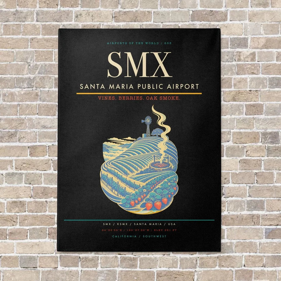 Santa Maria Public Airport SMX vertical canvas print - no frame - black background