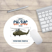Thumbnail for Sikorsky CH-34C Choctaw design on white round mouse pad