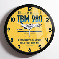 Thumbnail for Daher TBM 980 design on yellow framed wall clock