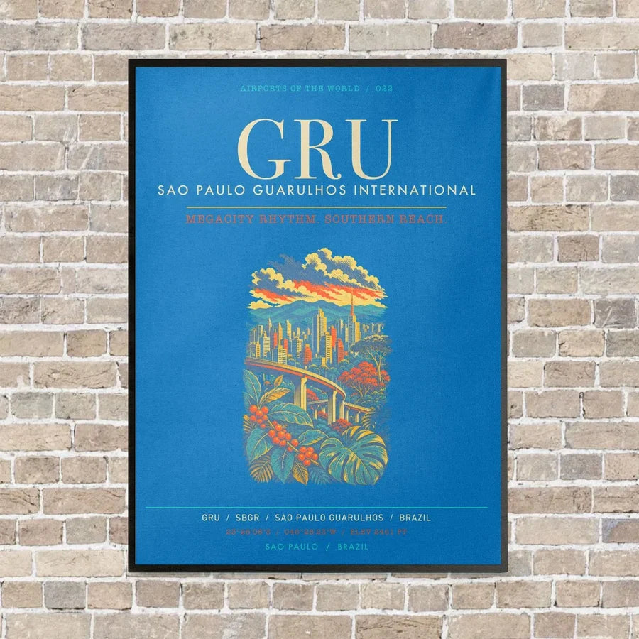 Sao Paulo Guarulhos International Airport GRU - Canvas Framed - Turquoise