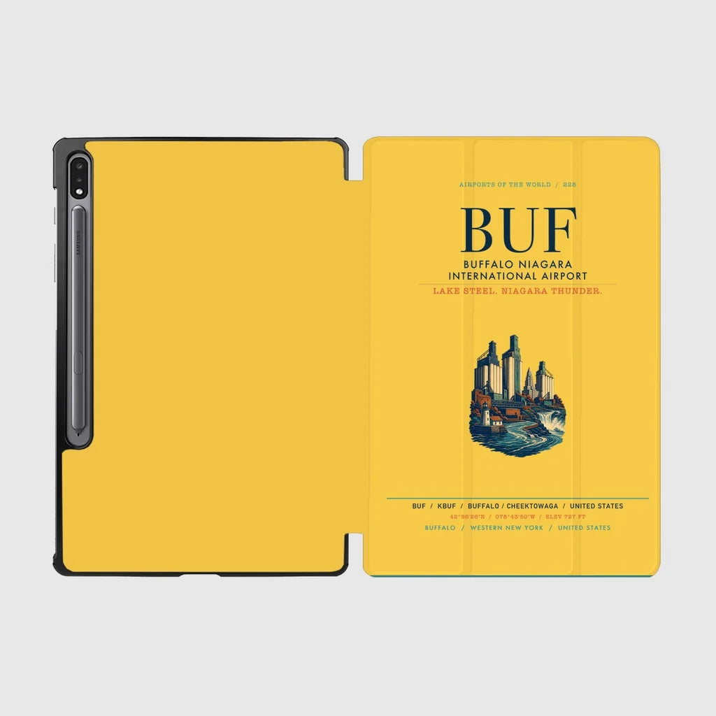 Buffalo Niagara International Airport (BUF) design on yellow samsung tablet tablet case