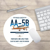 Thumbnail for Grumman American AA-5B Tiger design on white round mouse pad