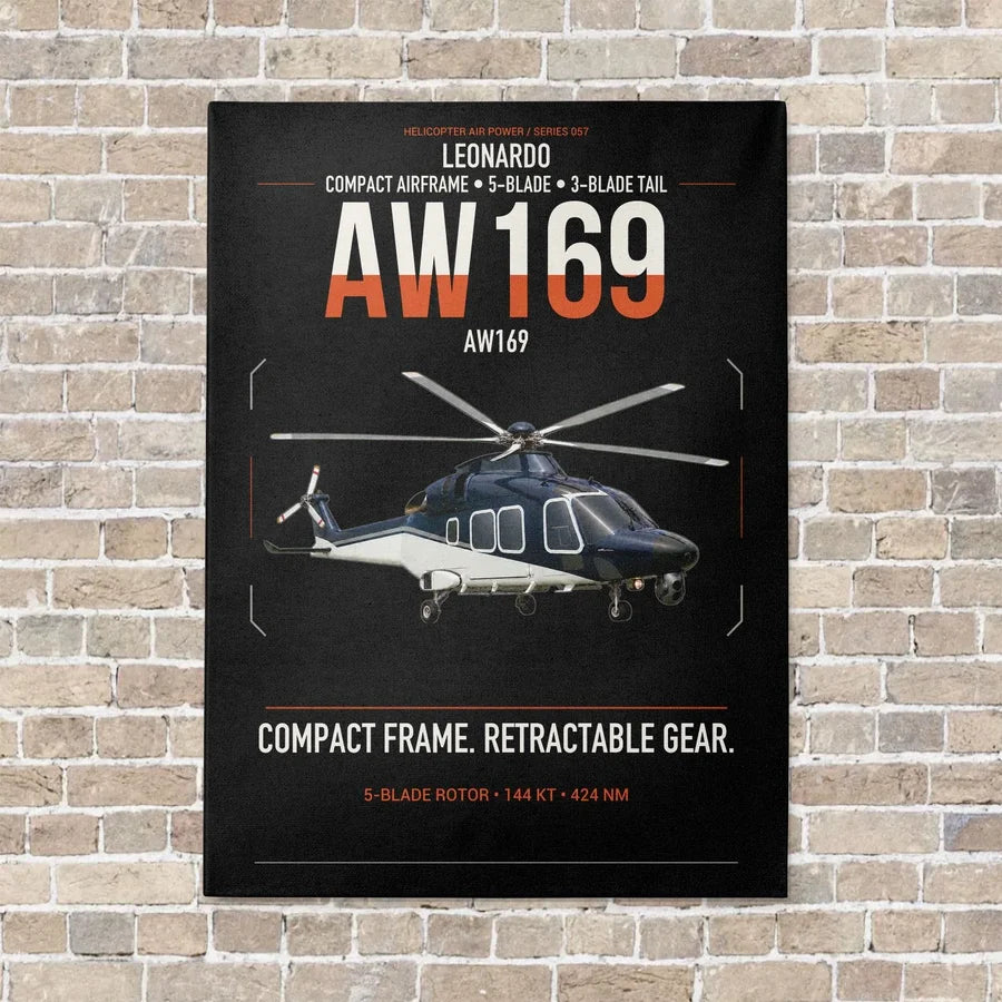 Leonardo AW169 vertical canvas print - no frame - black background