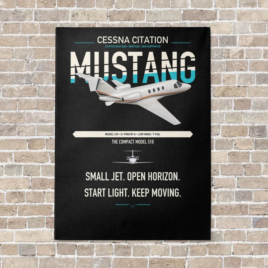 Cessna Citation Mustang vertical canvas print - no frame - black background