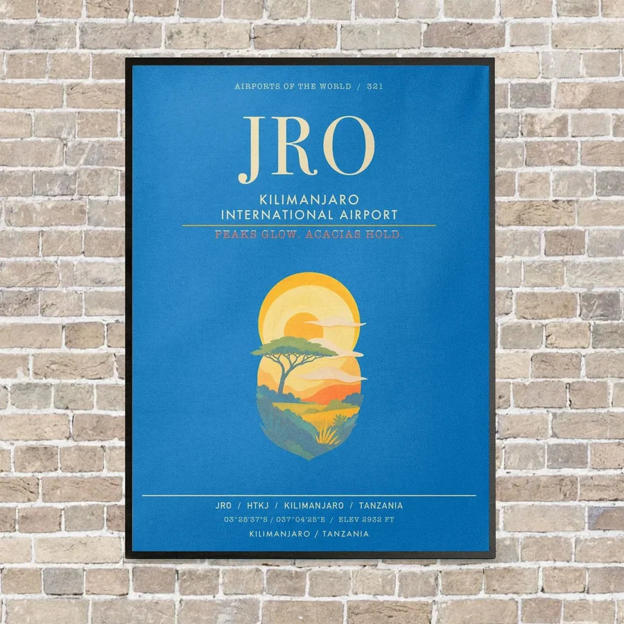Kilimanjaro International Airport JRO - Canvas Framed - Turquoise