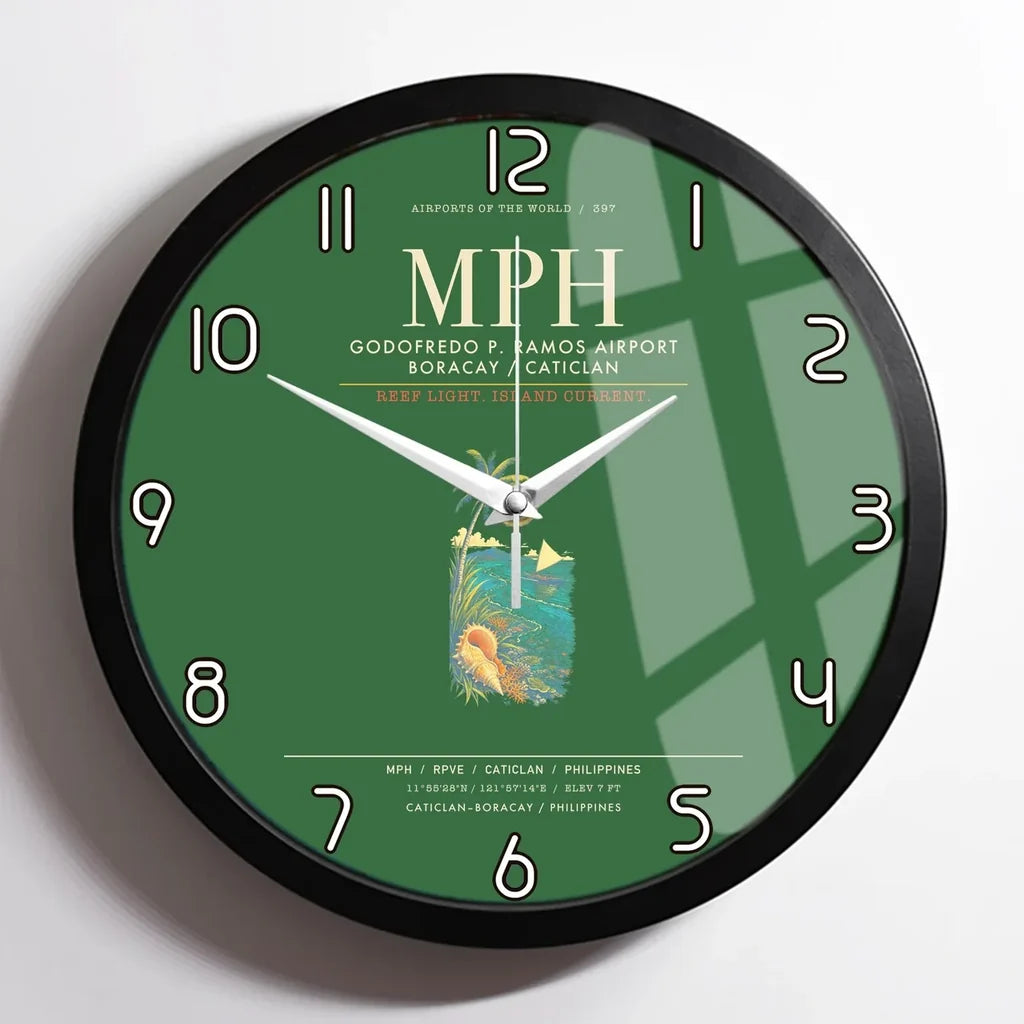 Godofredo P. Ramos Airport Boracay Caticlan MPH Wall-Clock Framed - Green
