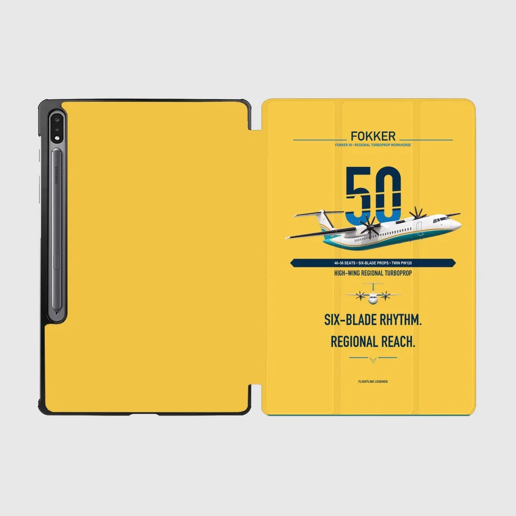 Fokker 50 design on yellow samsung tablet tablet case