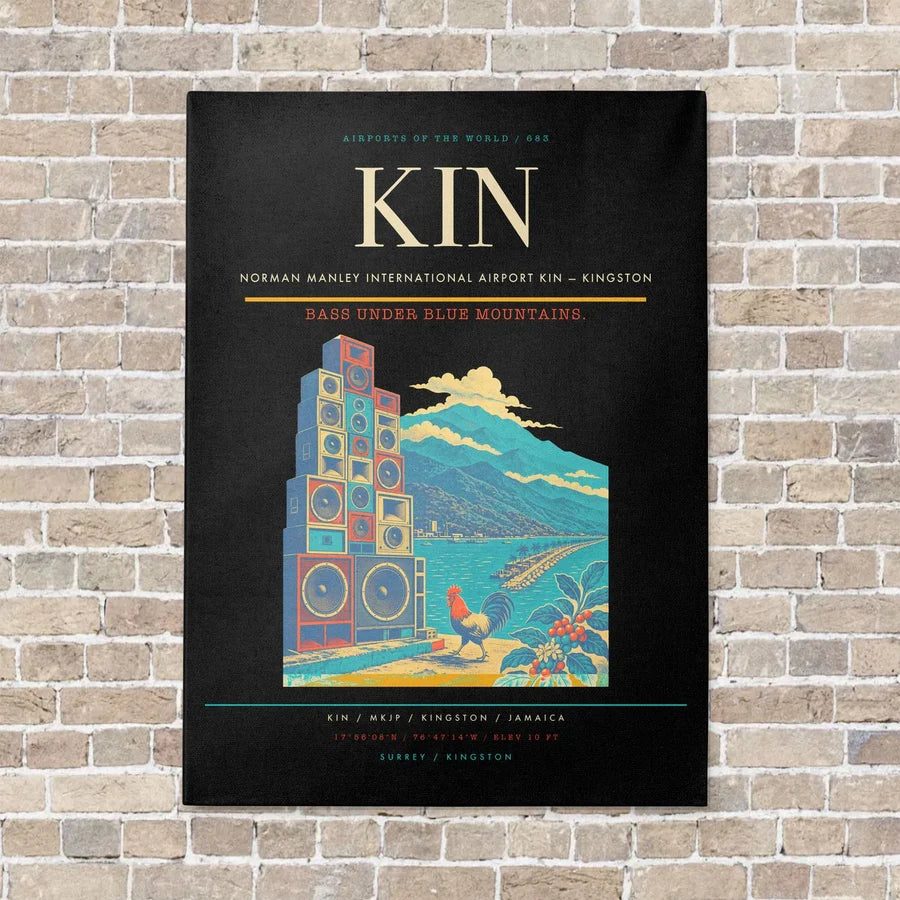 Norman Manley International Airport KIN — Kingston vertical canvas print - no frame - black background