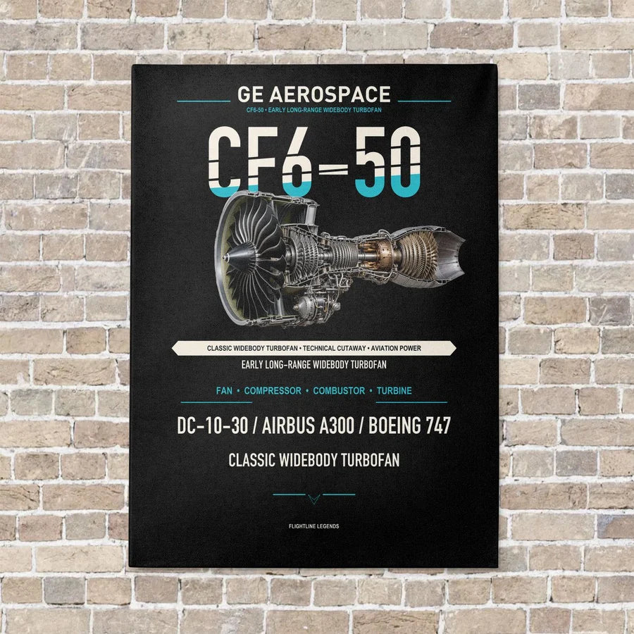 CF6-50 vertical canvas print - no frame - black background