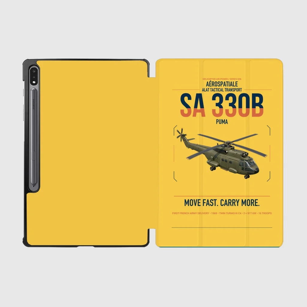 Aérospatiale SA 330B Puma design on yellow samsung tablet tablet case