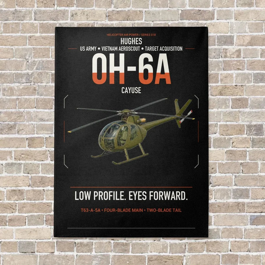 Hughes OH-6A Cayuse vertical canvas print - no frame - black background
