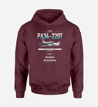 Thumbnail for Piper PA-34-220T Seneca V design on dark red double-side hoodie, single-side print