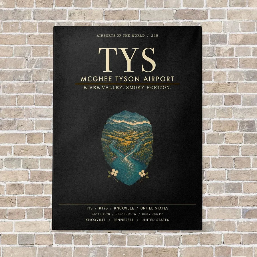 McGhee Tyson Airport Knoxville TYS vertical canvas print - no frame - black background
