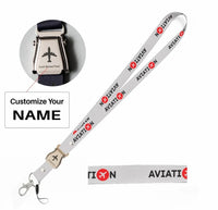 Thumbnail for Aviation seat belt lanyard - white with name