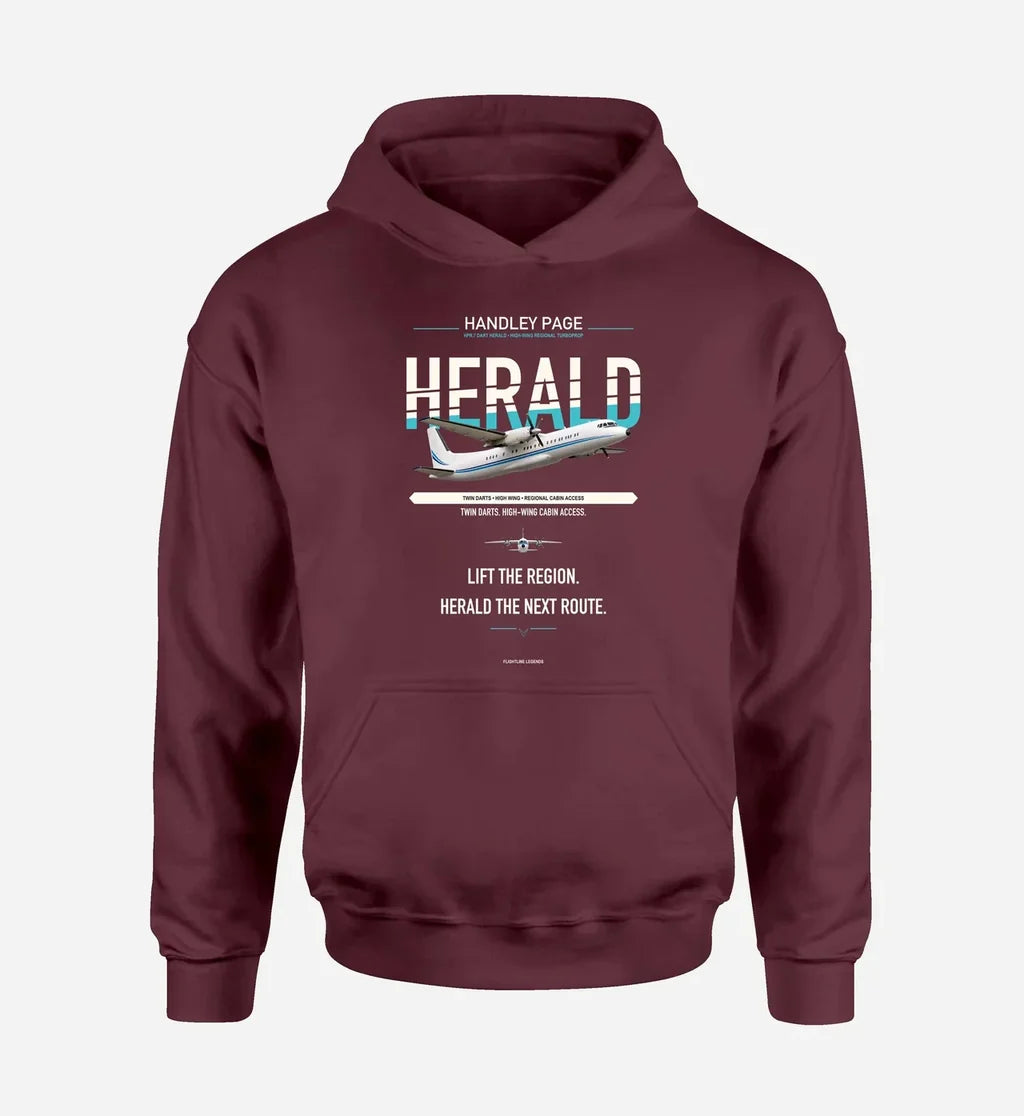 Handley Page HPR.7 Dart Herald design on dark red hoodie single side