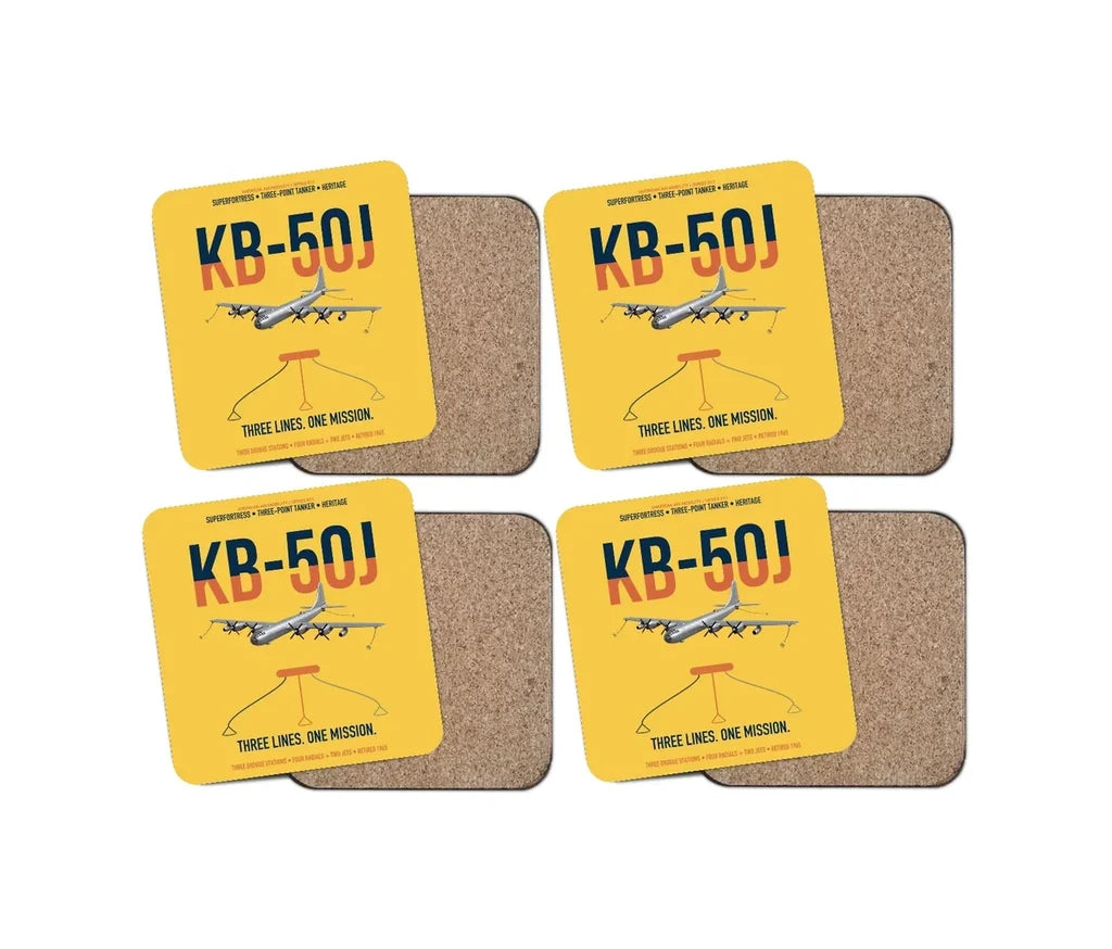 KB-50J Superfortress design on yellow 4 pieces set coaster