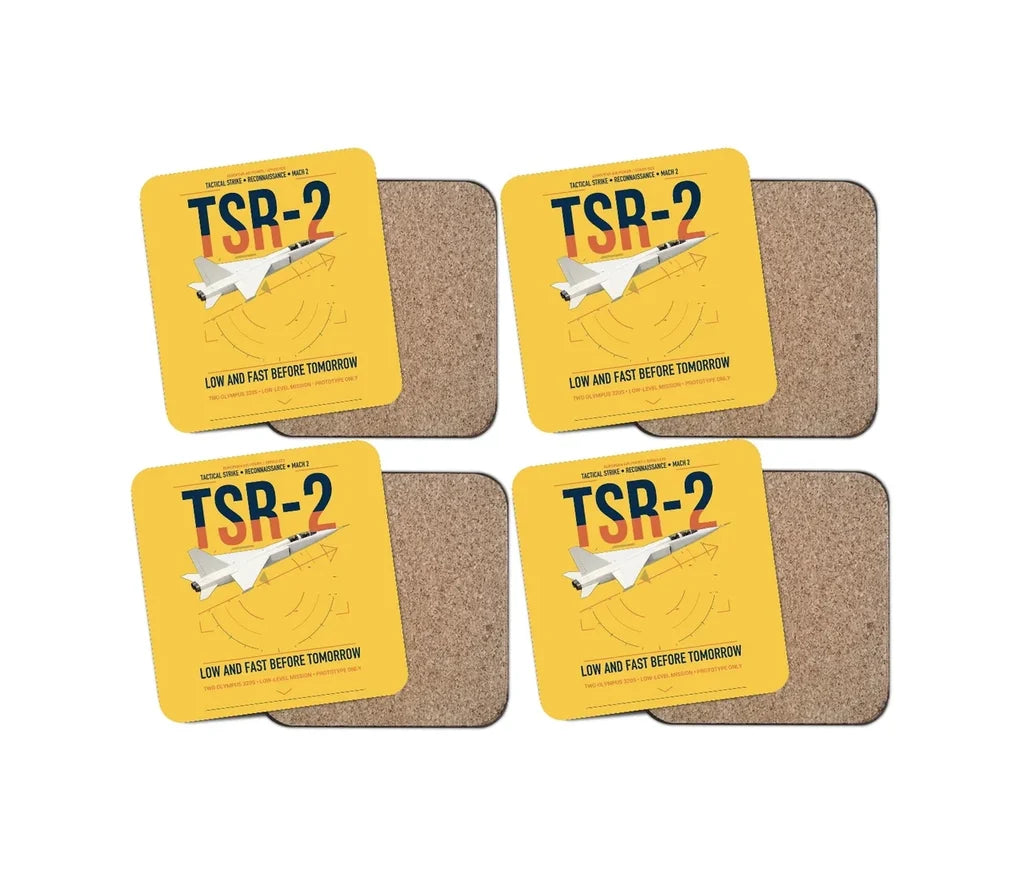 BAC TSR-2 design on yellow 4 pieces set coaster