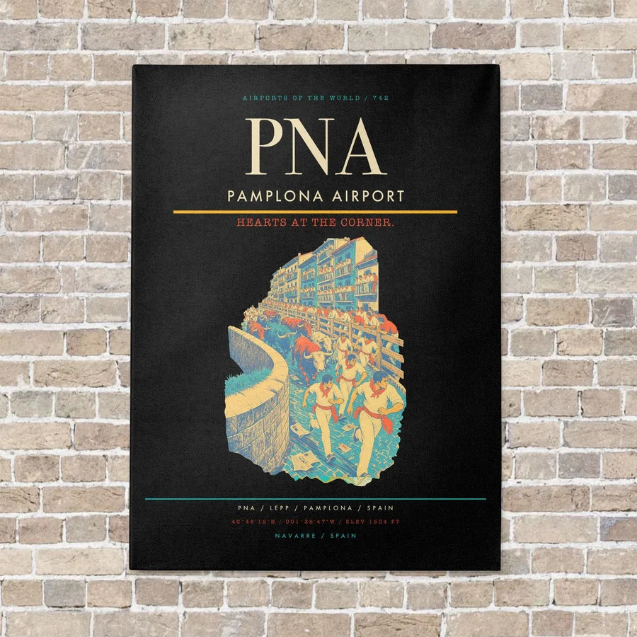 Pamplona Airport PNA vertical canvas print - no frame - black background