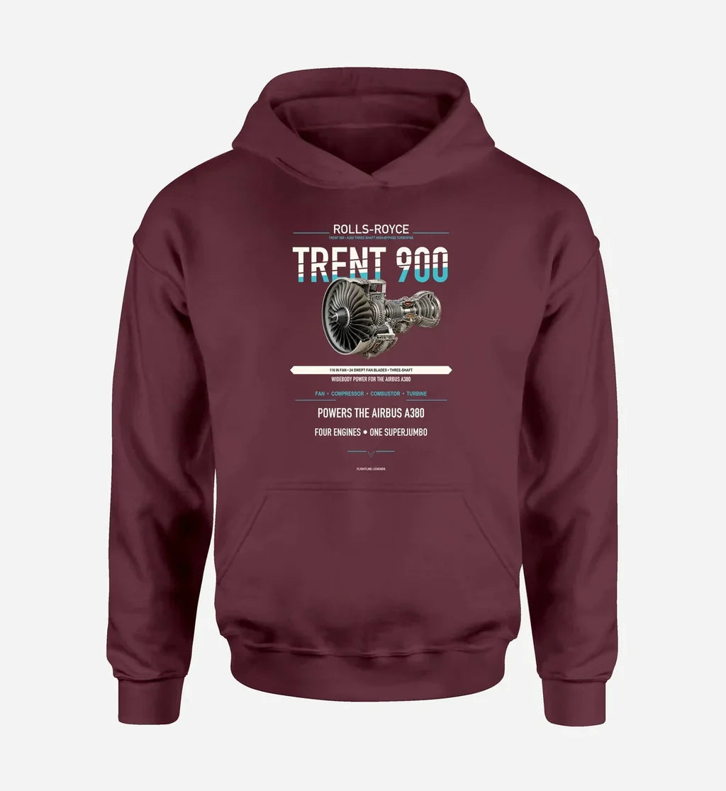 TRENT 900 design on dark red hoodie single side
