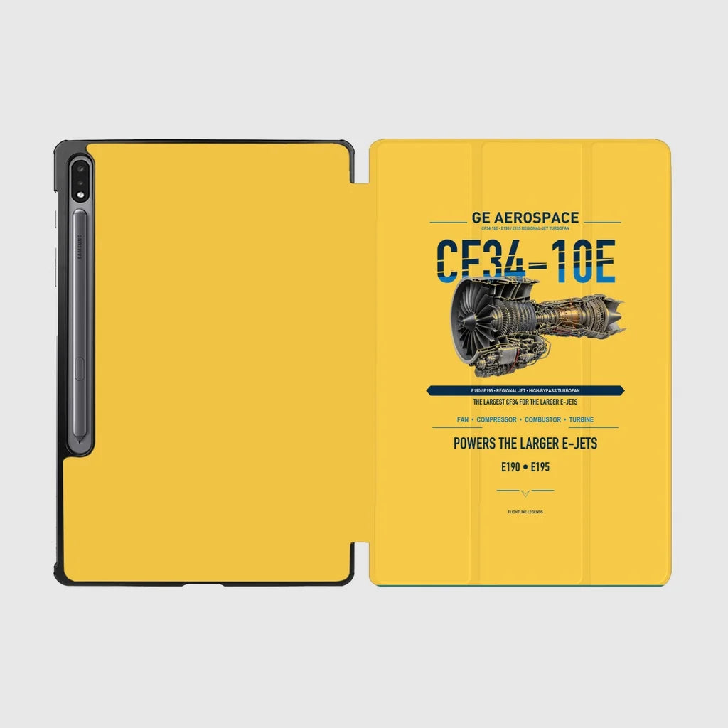 CF34-10E design on yellow samsung tablet tablet case