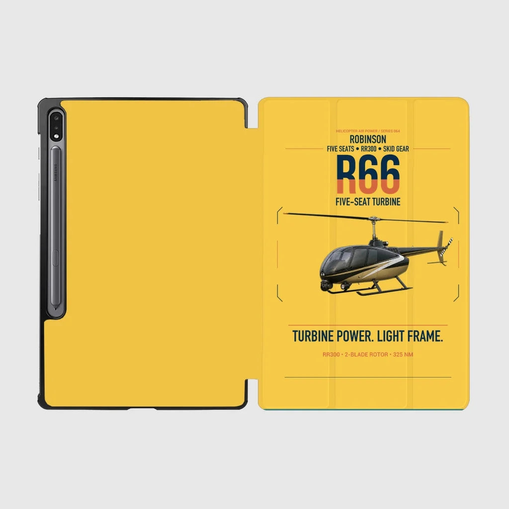 Robinson R66 design on yellow samsung tablet tablet case