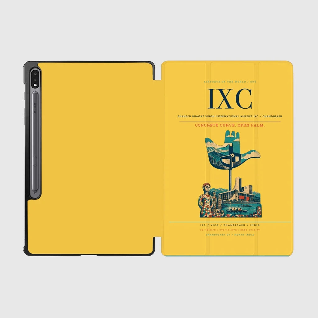 Shaheed Bhagat Singh International Airport (IXC) design on yellow samsung tablet tablet case