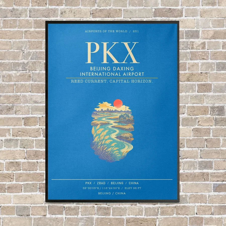 Beijing Daxing International Airport PKX - Canvas Framed - Turquoise