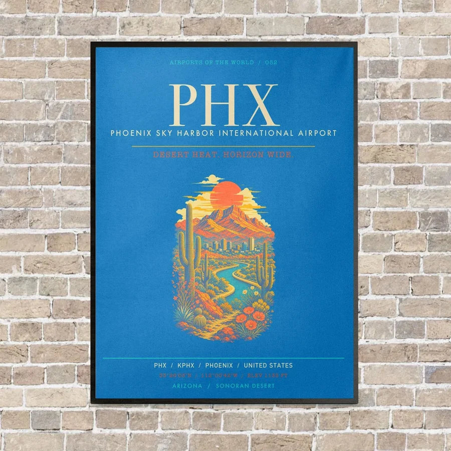 Phoenix Sky Harbor International Airport PHX - Canvas Framed - Turquoise